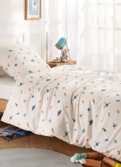 Enfant Bouchara Linge De Lit^PARURE DE LIT ENFANT EN PERCALE MOTIF SPATIAL