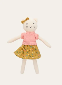 Enfant Bouchara Jouet, Doudou^PELUCHE CHAT TRICOT ET JUPE À FLEURS
