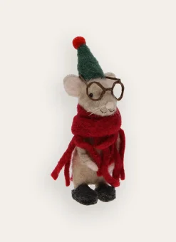Bouchara Décoration De Noël^PETITE SOURIS EN FEUTRE AVEC LUNETTES ET ÉCHARPE