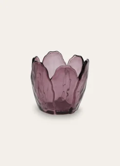 Bouchara Bougeoir, Lanterne^PHOTOPHORE EN VERRE COLORÉ FORME PÉTALES DE FLEUR