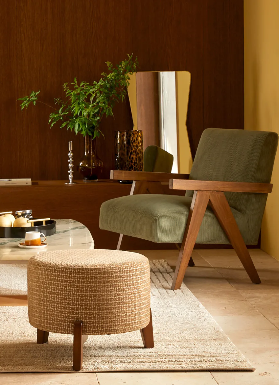 Bouchara Pouf, Tabouret, Chaise^POUF EN TISSU À 3 PIEDS