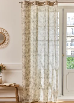 Bouchara Rideau^RIDEAU FLUIDE IMPRIMÉ DE FLEURS EN COTON ET LIN