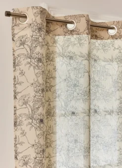 Bouchara Rideau^RIDEAU FLUIDE IMPRIMÉ DE FLEURS EN COTON ET LIN