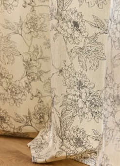 Bouchara Rideau^RIDEAU FLUIDE IMPRIMÉ DE FLEURS EN COTON ET LIN