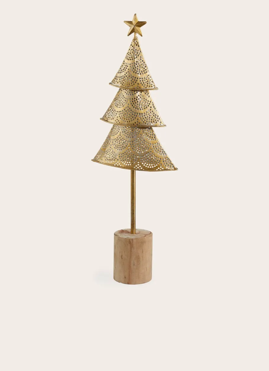 Bouchara Décoration De Noël^SAPIN EN MÉTAL TRAVAILLÉ AVEC PIED EN BOIS