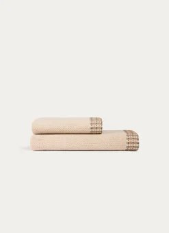 Bouchara Linge De Bain Uni^SERVIETTE DE TOILETTE UNIE AVEC LITEAU FANTAISIE