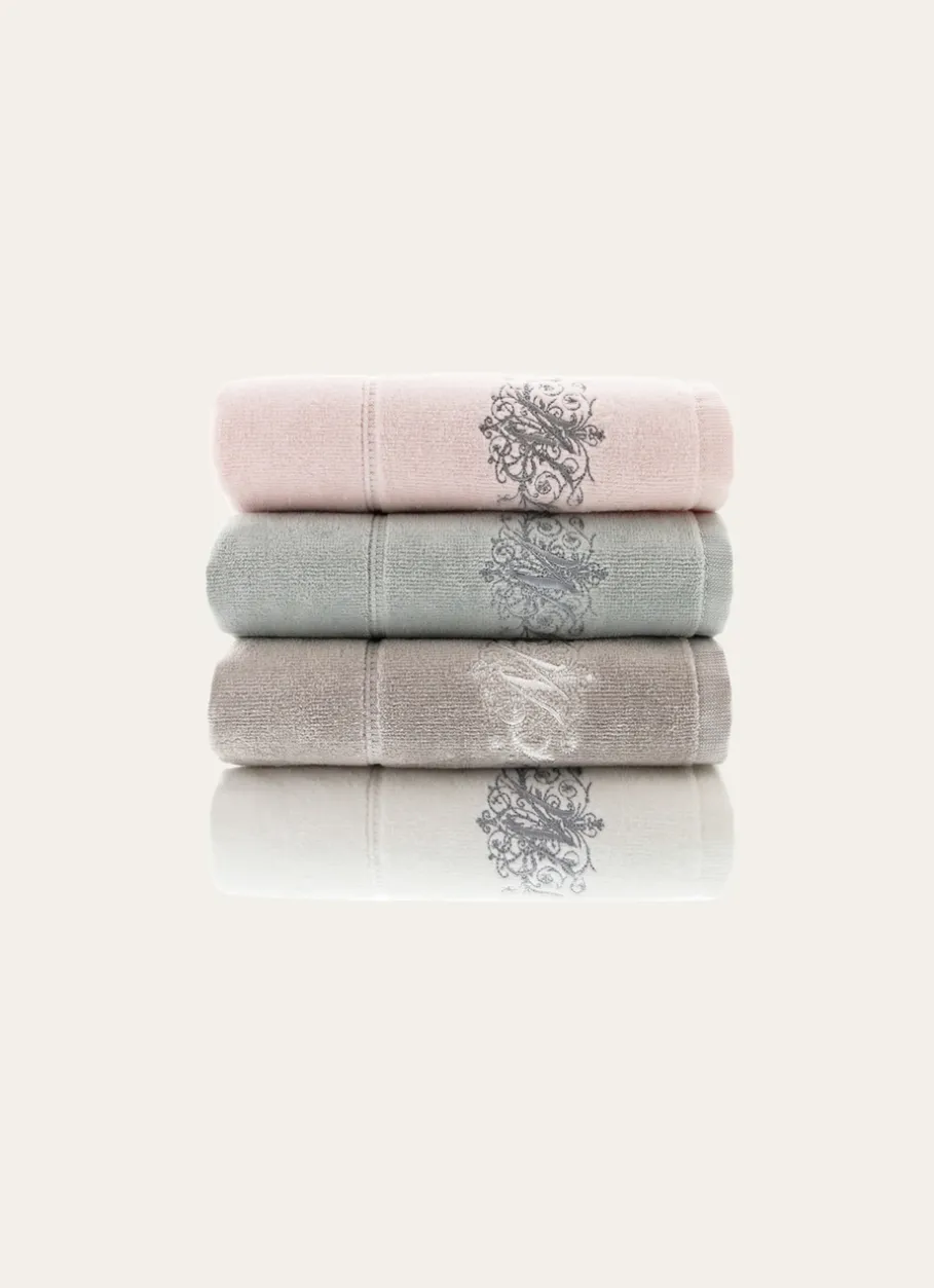 Bouchara Linge De Bain Fantaisie^SERVIETTE INVITÉ EN VELOURS BRODÉE 500GR