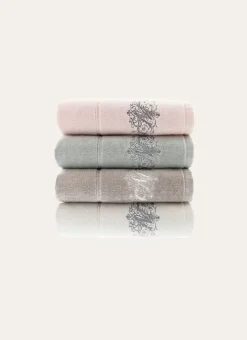 Bouchara Linge De Bain Fantaisie^SERVIETTE INVITÉ EN VELOURS BRODÉE 500GR