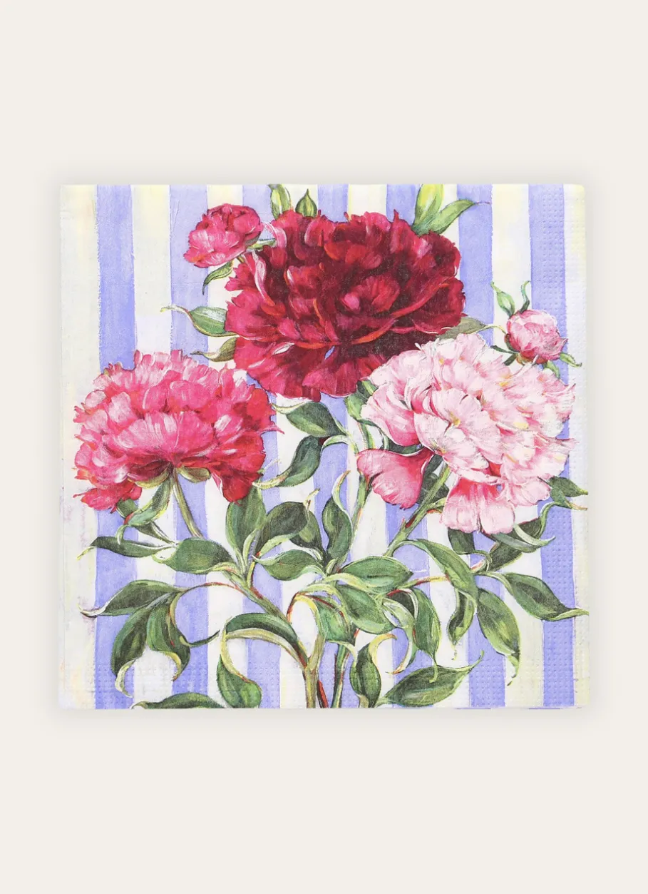 Bouchara Serviette De Table^SERVIETTES EN PAPIER MOTIF FLEURS SUR RAYURES