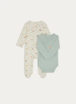 Enfant Bouchara Les Essentiels De Bebe^SET 1 GRENOUILLÈRE ET 1 BODY IMPRIMÉ ANIMALIER