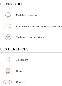 Bouchara Protection Literie^SOUS-TAIE D'OREILLER EN COTON ANTI-ACARIENS 220GR