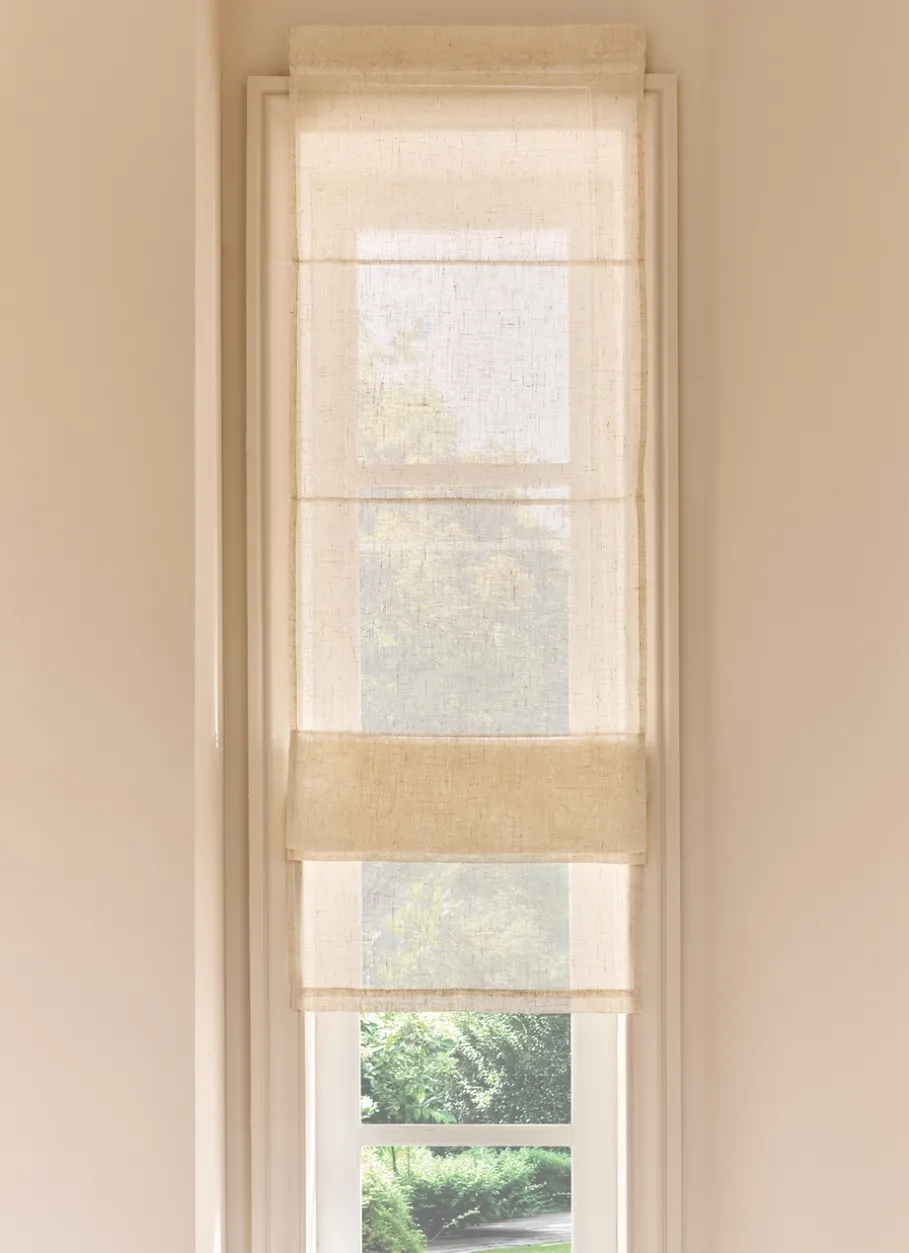 Bouchara Vitrage, Store^STORE BATEAU RELEVABLE EN ÉTAMINE EFFET FLAMMÉ