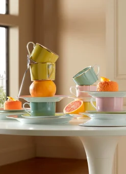 Bouchara Tasse, Bol^TASSE AVEC SOUCOUPE EN PORCELAINE COLORÉE