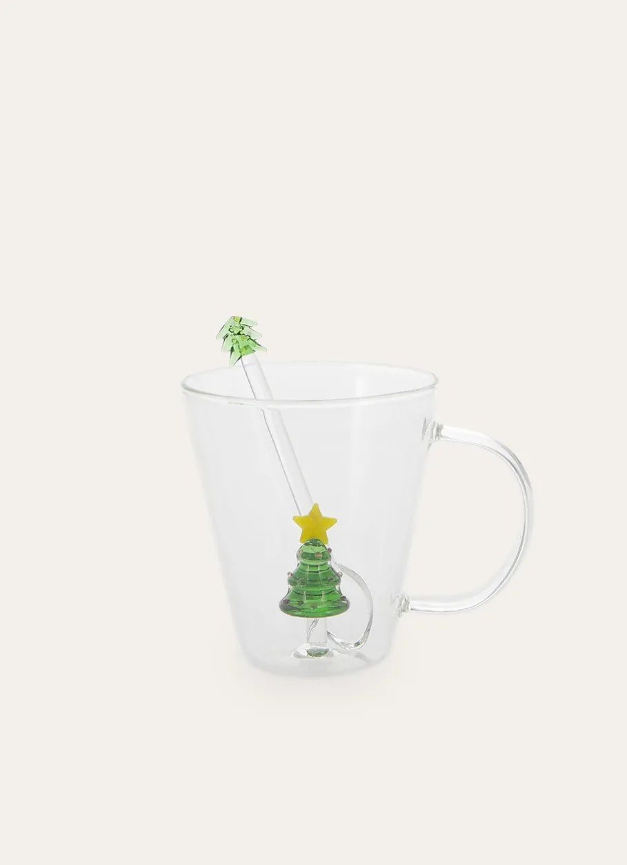 Bouchara Verre, Théière, Carafe^TASSE DE NOËL AVEC SAPIN INTÉGRÉ