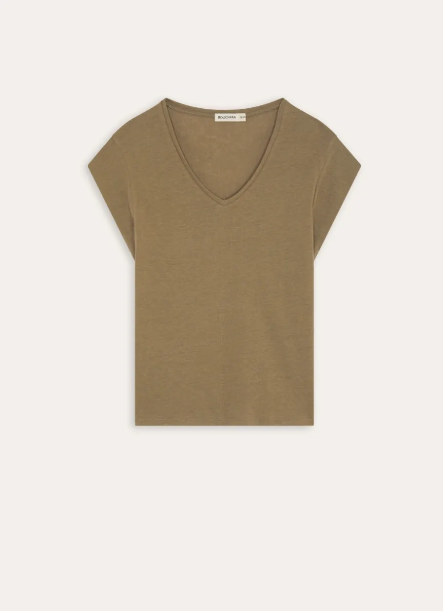 Bouchara Pyjama, Chemise De Nuit^TEE-SHIRT COL V EN LIN MÉLANGÉ