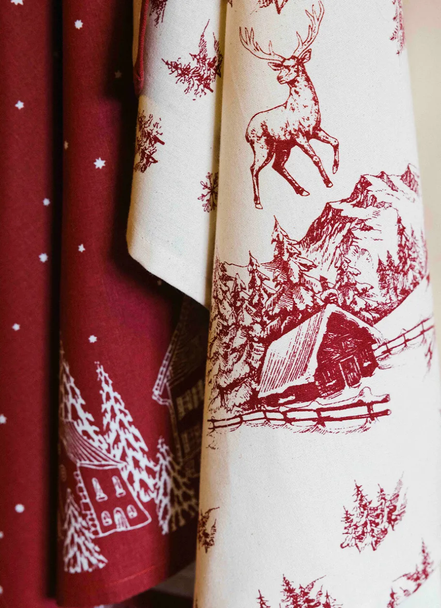 Bouchara Torchon, Essuie-Mains|Table De Noël^TORCHON EN COTON IMPRIMÉ MONTAGNE