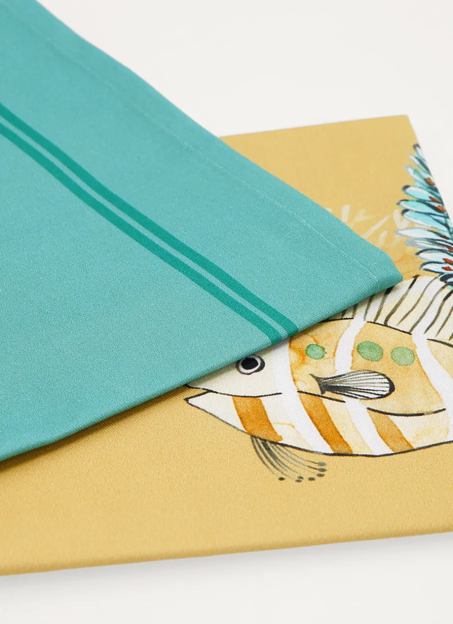 Bouchara Torchon, Essuie-Mains^TORCHON EN COTON IMPRIMÉ POISSONS ET CORAUX