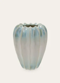 Bouchara Vase, Cache-Pot^VASE EN GRÈS ÉMAILLÉ RELIEFÉ BULBE