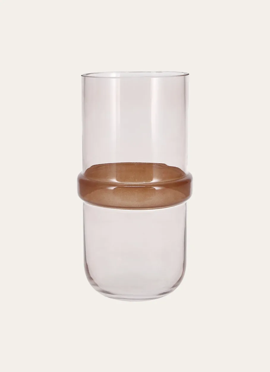 Bouchara Vase, Cache-Pot^VASE EN VERRE AVEC CERCLE FAIT MAIN