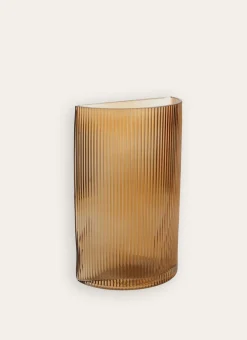 Bouchara Vase, Cache-Pot^VASE EN VERRE STRIÉ - FORME DEMI-LUNE
