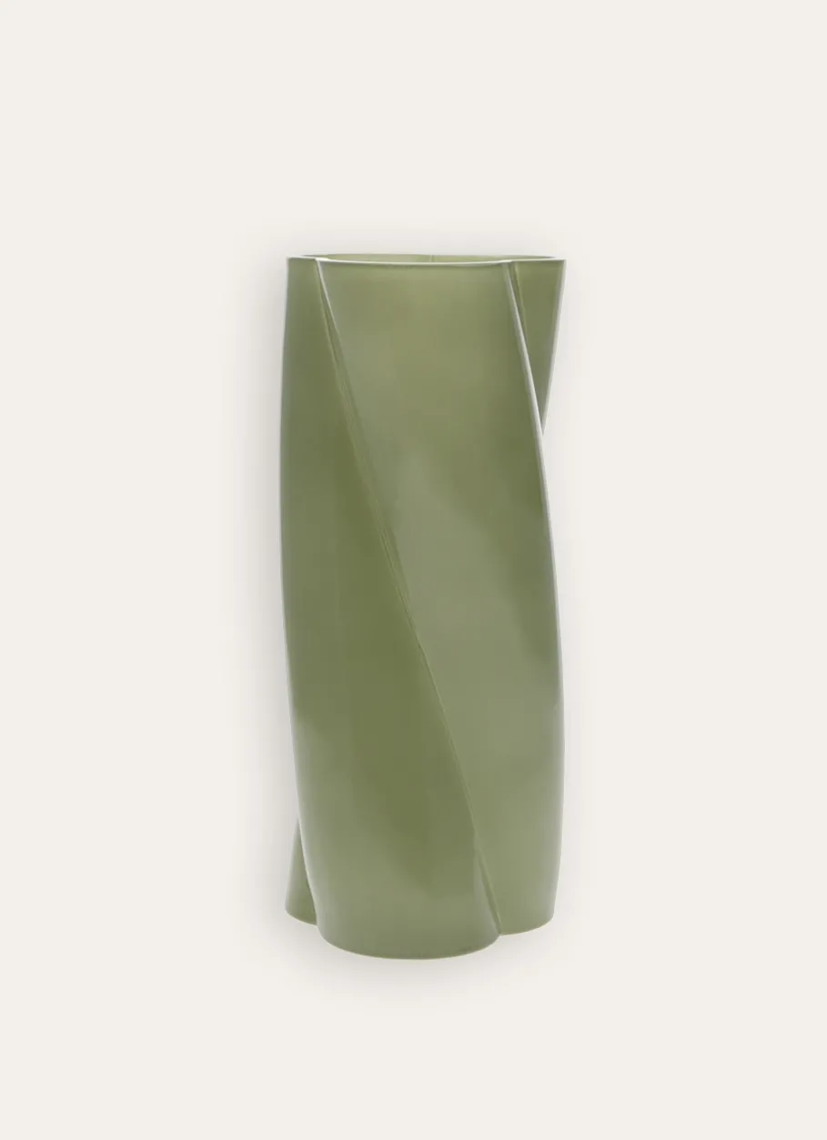 Bouchara Vase, Cache-Pot^VASE TORSADÉ EN VERRE OPAQUE
