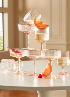 Bouchara Verre, Théière, Carafe^VERRE À PIED EN VERRE FUMÉ STRIÉ