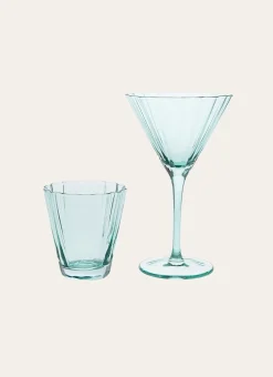 Bouchara Verre, Théière, Carafe^VERRE À PIED PALME VERT D'EAU