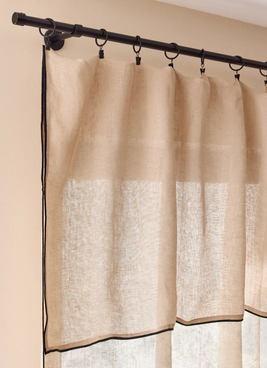 Bouchara Voilage^VOILAGE EN LIN ET BOURDON CONTRASTÉ