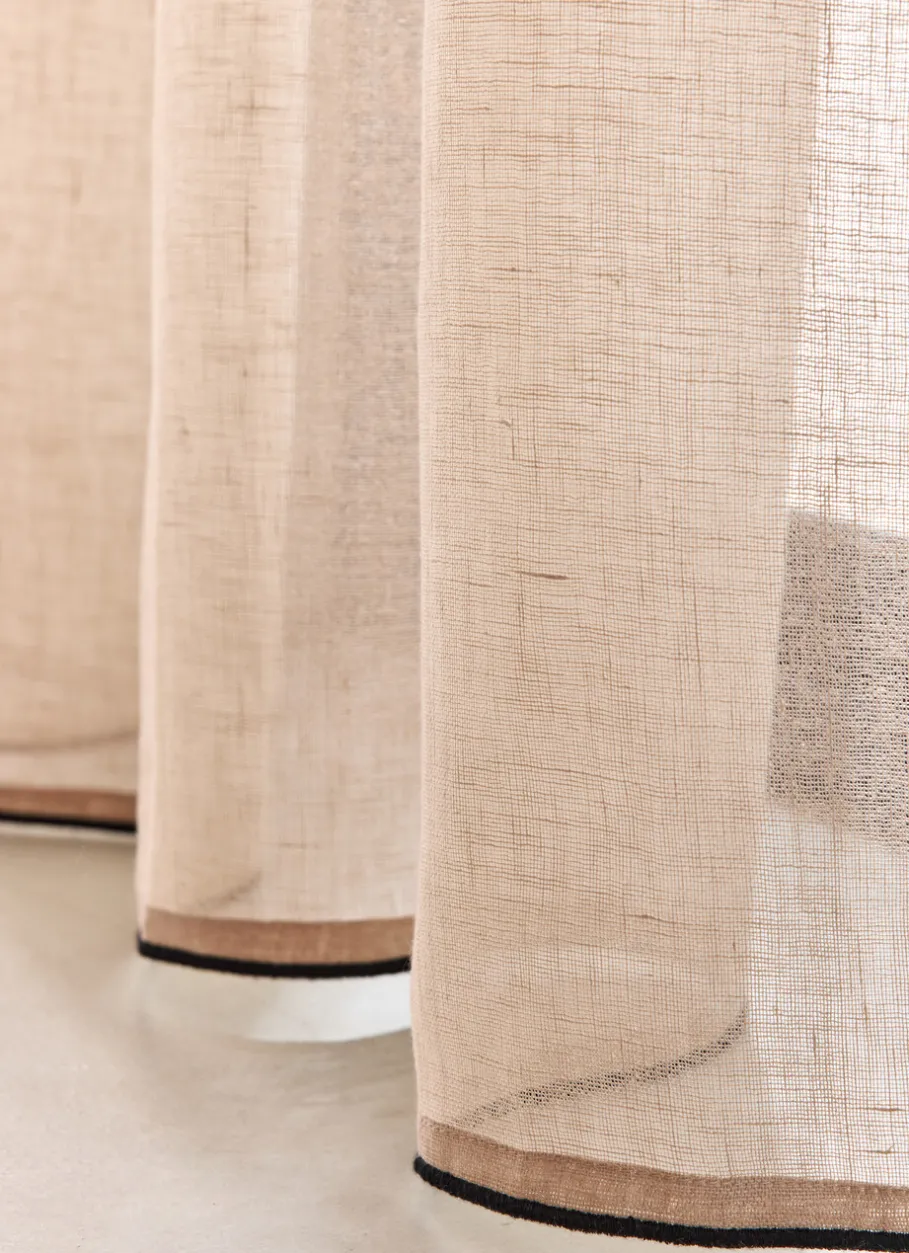 Bouchara Voilage^VOILAGE EN LIN ET BOURDON CONTRASTÉ